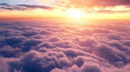 Canvas Print - Breathtaking Sunset Over Fluffy Clouds in the Sky : Generative AI