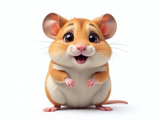 Aufkleber - A Playful Hamster Looks Surprised With Huge Eyes In A Funny Portrait Isolated Against A White Background Generated By Ai. 00002