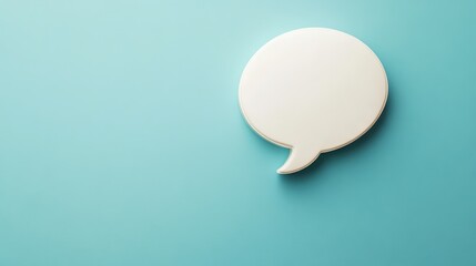 Poster - White speech bubble standing on a turquoise background represents communication, questions, and messaging, providing a simple yet effective visual for discussions and conversations