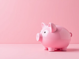 Aufkleber - A Pink Piggy Bank Sits On A Matching Background With Plenty Of Empty Space For Creative Expression And Design Ideas. 00001