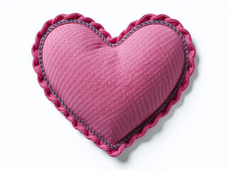 Aufkleber - A Pink Heart Shape Made From Denim Patches Is Isolated Against A Clean White Background For A Unique Design. 00003