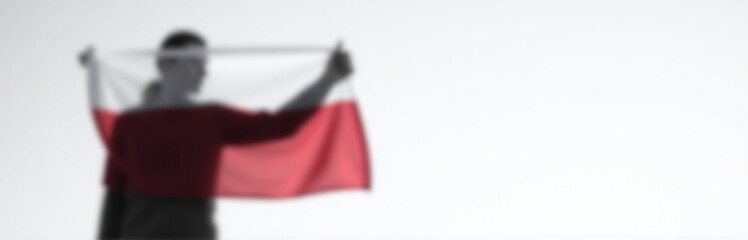 Aufkleber - A Person In Black And White Is Holding A Polish Flag With Space Around Them For Copy Purposes Elsewhere. 00003