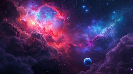 Abstract planets and space background wallpaper