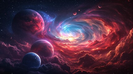 Abstract planets and space background wallpaper