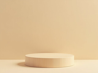 Aufkleber - A Minimalist Wooden Podium Sits On A Simple Beige Background, Ideal For Product Presentation In A Clean And Professional Setting. 00002