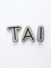 Aufkleber - A Minimalist Image Features A Tai Chi Text Made Out Of Stones, Isolated Against A White Background In Simplicity. 00001