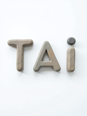 Aufkleber - A Minimalist Image Features A Tai Chi Text Made Out Of Stones, Isolated Against A White Background In Simplicity. 00002