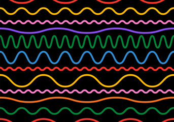 Wall Mural - colorful line doodle seamless pattern. simple childish hand drawn seamless pattern. random colorful 