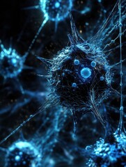 Poster - detailed 3d visualization showcasing virus structure with capsid, spikes, and vibrant rna strands il