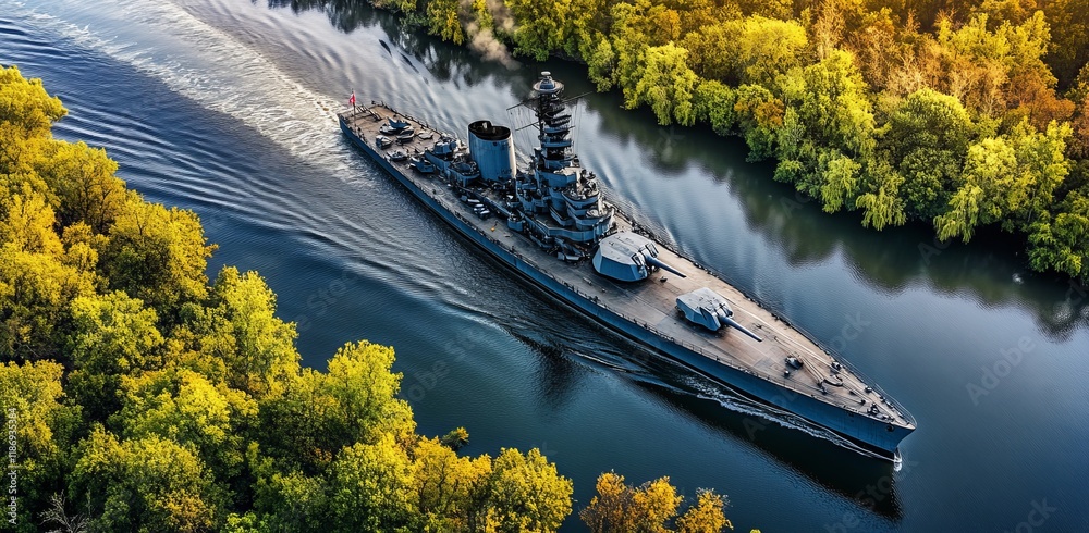 From above, the USS North Carolina Battleship in Wilmington, NC ...
