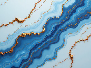 Poster - A Marble Texture With Blue And Gold Veins Serves As A Unique Background Created Using An Artificial Intelligence Generative Process. 00002