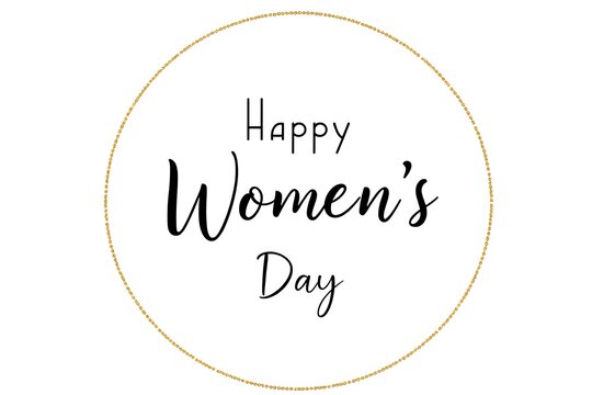 Women's Day Gold Glitter Greeting Card  on golden Circle Background with text .
