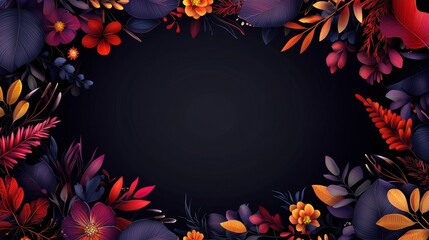 Poster - Bold and Vibrant Botanical Flora Borders with Flowing Colors and Intricate Details