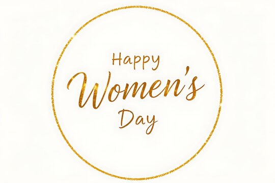 Women's Day Gold Glitter Greeting Card  on golden Circle Background with text .