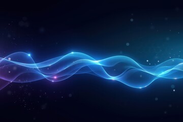 Poster - Vibrant Energy Waves in Motion: Abstract Illustration of Fluid Light Patterns Conveying Dynamic Movement and Serenity in a Digital Background