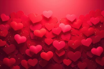 Poster - Vibrant Heart Waves on a Red Background Creating a Romantic and Festive Atmosphere Perfect for Celebrations, Events, and Designs Related to Love and Affection