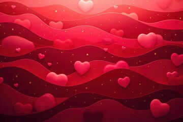 Poster - Beautiful Heart Wave Design with Soft Curves and Romantic Red Tones, Perfect for Valentine's Day Backgrounds and Romantic Themes in Various Media Applications