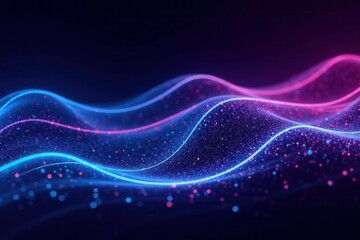 Poster - Stunning Abstract Background of Flowing Data Streams with Vibrant Colors and Sparkling Particles Representing Digital Connectivity and Technology Concepts