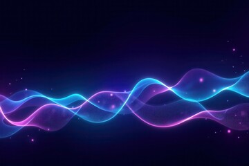 Poster - Vibrant Abstract Data Streams in Blue and Purple Colors, Representing Modern Technology and Digital Communication Network with Wave Patterns and Light Effects
