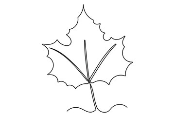 Poster - Continuous single Line Drawing Of a Leaf Editable Stroke outline vector illustration
