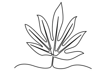 Poster - Continuous single Line Drawing Of a Leaf Editable Stroke outline vector illustration

