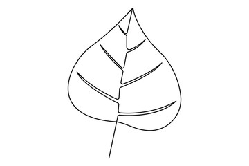 Poster - Continuous single Line Drawing Of a Leaf Editable Stroke outline vector illustration
