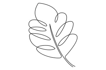 Poster - Continuous single Line Drawing Of a Leaf Editable Stroke outline vector illustration
