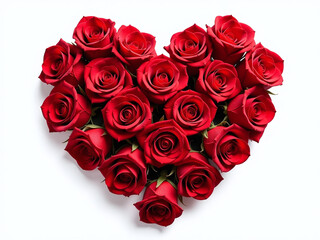 Aufkleber - A Heart Made Entirely Out Of Red Roses Is Isolated Against A Clean White Background In A Simple Yet Elegant Design. 00002