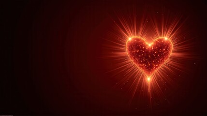 Poster - Bright and Shimmering Heart Shape with Circuit Pattern Design in Vibrant Red and Orange Colors, Perfect for Romantic and Creative Projects
