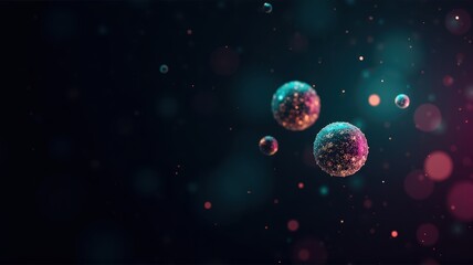 Poster - Ethereal Light and Colorful Bubbles Floating in a Dreamlike Atmosphere with a Soft Focus Background