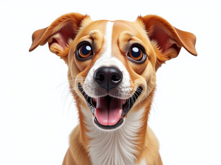 Poster - A Happy Dog With Huge Eyes Is Isolated On A White Background In A Transparent Png Image Format. 00002