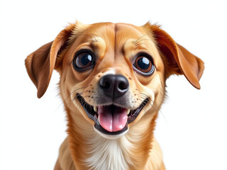Poster - A Happy Dog With Huge Eyes Is Isolated On A White Background In A Transparent Png Image Format. 00001