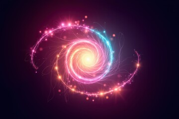 Poster - Colorful Abstract Swirling Energy Storm with Bright Center and Radiant Light Trails in a Cosmic Background