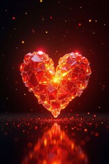 Poster - Glass Heart Shape with Reflections and Sparkling Lights, Ideal for Romantic Themes, Decorative Elements, and Artistic Designs to Capture Emotions and Beauty