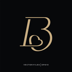 Poster - LB BL initials monogram with heart logo design