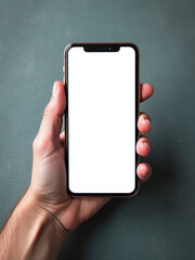 Aufkleber - A Hand Holding A Smartphone On Textured Paper With Copy Space, Ideal For Text Overlay Or Design Elements. 00002
