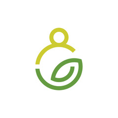Poster - Letter G logo with leaves and people