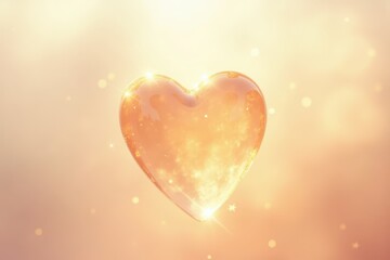 Poster - Shiny Glass Heart with Sparkling Effects Against a Soft Background for Romantic and Love-themed Designs and Creative Projects