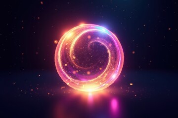 Poster - Vibrant Swirling Light Particles in an Ethereal Sphere Creating a Dreamlike Atmosphere Perfect for Abstract Backgrounds and Digital Art Creations