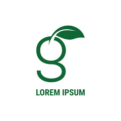 Poster - logo design initial G lowercase letter with leaf