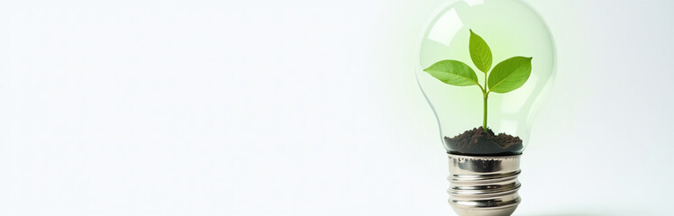 Aufkleber - A Green Plant Is Growing In A Light Bulb, Symbolizing A Unique Way To Save Energy And Protect The Environment Naturally. 00003