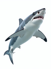 Poster - A Great White Shark Isolated Against A Pure White Background With Transparent Pixels Around It For Easy Editing Purposes. 00001