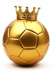 Poster - A Golden Soccer Ball Is Isolated On A White Background With A Crown Above It, Also Transparent In Png Format. 00002