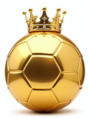 Poster - A Golden Soccer Ball Is Isolated On A White Background With A Crown Above It, Also Transparent In Png Format. 00001