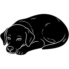 Wall Mural -  labrador retriever dog black silhouette vector, dog sleeping vector, Simple silhouette Design vector icon with white background.