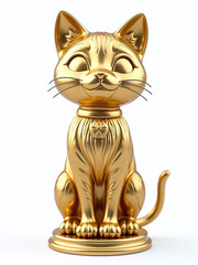 Poster - A Golden Cat Trophy Isolated Against A Clean White Background In Png Format With Transparent Elements Visible Throughout. 00003