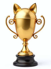 Poster - A Golden Cat Trophy Isolated Against A Clean White Background In Png Format With Transparent Elements Visible Throughout. 00001