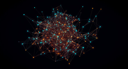 Poster - network grid technology abstract connection lines visualization with glowing nodes