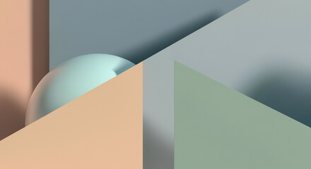 Poster - Geometric shapes in abstract composition with pastel colors and geometry