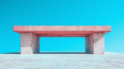 Wall Mural - Minimalist pink concrete structure outdoors.